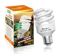 GlowUp 9W Ampoule UVB 5.0 E27 Lampe UVA UVB Tortue AC 220-240V Mini UVA UVB Tortue Ampoule Fluorescente pour Quarium, Récipient en Verre, Nourrisseur, Tortue, Serpent, Lézard, etc (1Pcs)