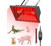 GlowUp Chauffeur de poulet Coop, 275W Lampe Chauffante, Dimmable Plaque Chauffante Lampe Chauffage avec Chaîne de Suspension Réglable, Chauffage de Poulailler pour Poulets, Poussins, Chiots, Bétail