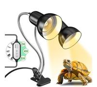 GlowUp Lampe chauffante à double tête pour reptile avec minuterie de cycle, lampe chauffante rotative à 360° avec pince, lampe chauffante pour lézard, poussin, dragon barbu - sans ampoule