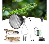 GlowUp Lampe Chauffante Dôme Réflecteur avec Variateur et Minuterie, 200W E27 Lampe Chauffante Terrarium Support de Lampe à Réflecteur 5.5 Pouces pour Ampoule UVA UVB, Infrarouge(Sans ampoule)
