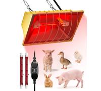 GlowUp Lampe Chauffante Poussin 275W, Inclure 2x 250W Ampoules de Chauffage Infrarouges, Lampe Chauffante Chiot pour Volailles, Poulet Coop, Poulet Broyeur, Canard, Cochons, Agneaux (Doré)