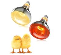 GlowUp Set de Ampoule Chauffante 250W E27-1x Infrarouge Lumière Rouge + 1x Lumière du Jour, pour Lampes Chauffantes Volailles, Poussins, Chiots, Porcelets, Agneaux, Chatons, Reptiles