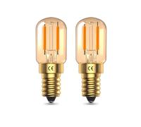 GlowUp Vintage E14 Ampoule LED, 1W Ampoule à Filament LED, Blanc Chaud 2200K, Millésime Ambre Glow Ampoule Tubulaire en Verre T22, Equivalent 10W-15W, E14 SES Small Edison Screw Base, 2 Paquets