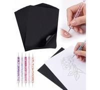 GLPRKOW 100 Feuilles Papier Transfert A4 Noir avec 5 Stylos Dotting pour DIY, Dessin, Bois, Toile