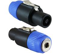 GLS Audio Lot de 2 adaptateurs de prise de haut-parleur 6,35 mm vers verrouillage tournant 4 pôles et 2 pôles - Compatible avec Neutrik Speakon NA4LJ, NA4LJX, NL4MP, NL4MPR, NL4FC, NL4FX, NL4 & NL2