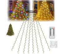 GLSAYZU Guirlande lumineuse en cascade pour sapin de Noël, 8 modes, 100 à 600 LED, guirlande lumineuse pour intérieur et extérieur, avec télécommande, alimentation USB (Warm Light, 6.6ft 280 Lights)
