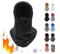 GLSAYZU Masque de ski à capuche Sherpa - Cagoule de ski en polaire thermique - Cagoule d'hiver pour moto et vélo - Unisexe - Pour sports de plein air d'hiver, Noir , Taille unique