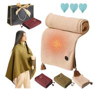 GLSAYZU Portable Heated Blanket Shawl,Plaid Chauffant sans Fil, Couverture Chauffante USB, Heated Blanket Shawl, 3 Heating Levels (Beige)