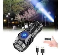 GLSAYZU Springmart Mini Flashlight, Three-Eyed Monster Mini Flash Super Power Flashlight, Mini Tactical Thumb Flashlight, For Night Working, Running, Camping, Fishing (Black)