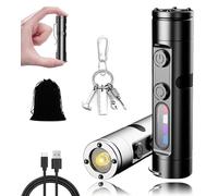 GLSAYZU Taclite Mini - The Ultimate Everyday Micro Tool, 500 Lumens Mini Rechargeable EDC Flashlight, Super Bright Pocket Torch, 9 Lighting Modes, Waterproof, 3 Brightnes, for Hiking (Black)
