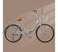 GLSQBVRP Vélo Pliant pour Femme 20", 22", 24", 26", Cadre en Acier À Haute Teneur en Carbone avec Doubles Freins À Disque, Vitesse Unique C,22 inch