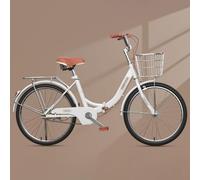 GLSQBVRP Vélo Pliant pour Femme 20", 22", 24", 26", Cadre en Acier À Haute Teneur en Carbone avec Doubles Freins À Disque, Vitesse Unique E,20 inch