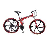 GLSQBVRP VTT Pliant 24 Ou 26 Pouces, 21 Vitesses, Cadre en Acier À Haute Teneur en Carbone, Roues À Six Lames, avec Double Suspension, Vélo Pliable pour Hommes Et Femmes D,26 inch