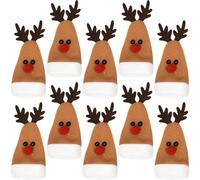 GLSTOY 10pcs Bouchons pour Bouteille de Vin en Tissu Marron de Renne, Décoration de Table de Noël, Accessoires Faciles à Transporter pour Fête de Noël
