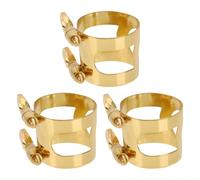 GLSTOY 3 Pièces Ligatures Ajustables en Laiton Doré Fixation Double Vis Rapide et Sécurisée Fourniture pour Bec de Saxophone Alto Accessoires pour Saxophonistes Débutants et