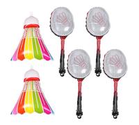 GLSTOY Ballons de Badminton Gonflables Aluminium, Grand Format 2 Pièces 4 Raquettes Rouges, Décoration Fête Anniversaire Extérieure, Articles Sportifs Légers et Portables