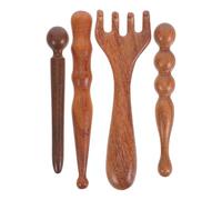 GLSTOY Bâton de Massage Thaï en Bois 4pcs pour Stimulation des Points D'acupression et Soulagement des Tensions Musculaires à Domicile Déplacement