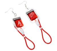 GLSTOY Boucles D’Oreilles Pendantes Fantaisie pour Femmes Effet Sang Liquide Réaliste Design Créatif A Type Sanguin Bijoux Originaux pour Soirées et Occasions Spéciales