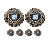 GLSTOY Boutons à Coudre Décoratifs en Métal, Lot de 6 Boutons Carrés Bleu Gris Strass, Petite Taille 17Mm, pour Manteaux et Pulls, Accessoires pour Couture DIY