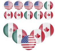 GLSTOY Broches Rondes en Fer Représentant les Drapeaux du Canada, des États-unis Mexique, Lot de 15 Épinglettes Souvenirs de Voyage, Insignes Commémoratifs Nord-américains pour