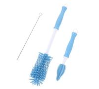 GLSTOY Brosse Biberon Silicone Rotative Poignée Antidérapante avec Ventouse Outil de Nettoyage pour Biberons et Tétines Bleu avec Étui
