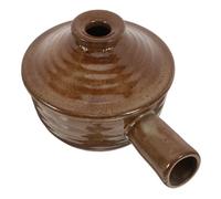 GLSTOY Casserole pour -ondes Facile à Nettoyer en Terre Cuite Marron avec Couvercle, Poignée Unique et Plats Maison Sains