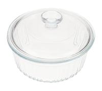 GLSTOY Casserole Ronde en Verre Borosilicate sans Retenir la Graisse 1,6l avec Couvercle, Plat à Four Clair pour