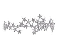 GLSTOY Coiffe Pentagramme en Strass Argenté, Accessoire Cheveux Mariage Brillant en Alliage de Zinc, Facile à Porter, sans Abîmer les Cheveux, pour Femmes Lors de Banquets et Carnavals