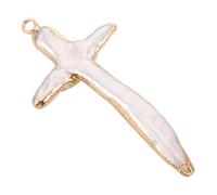 GLSTOY Cross Pearl Pendant Baroque Irregular Freshwater Charm For DIY Bracelet Necklace Jewelry Making Supplies Edged