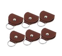 GLSTOY Étui Porte-médiators en Cuir PU Marron, Lot De 6 Pièces Porte-clés Intégré, Étui Portable Compact pour Accessoires Guitare Et Basse, Protection Pratique Et Légère