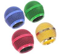 GLSTOY Grille de Microphone Lot de 4 Pièces Métalliques Colorées pour Tête de Micro Remplacement Usage Polyvalent en Performance Live