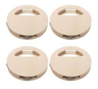 GLSTOY Kit de 4 Hochets en Bois Non Peint à Peindre Soi-même, Instrument de Percussion Sensoriel pour Bébé, Montessori de Développement Auditif et Visuel, Hochet Rond en Bois Naturel