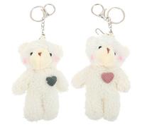 GLSTOY Lot de 2 Porte-Clés Ours Décoratifs en Peluche Cœur Rose et Vert Pendentifs Suspendus en Métal Argenté Accessoires Légers pour Paquet à Main Paquet à Dos et Présents D’Amitié