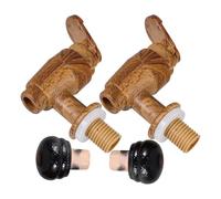 GLSTOY Lot de 2 sets de Robinets de Remplacement Noir Imitation Bois et 2 Bouchons Étanches en Plastique pour Seau à Vin Accessoires Universels pour Fûts de Bière et Vin Kit Pratique