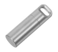 GLSTOY Mini Porte-pilule Porte-clés en Acier Inoxydable Argenté, Léger et Étanche, Petite Boîte à Pilules Portable pour Voyage et Usage Quotidien