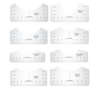GLSTOY Outil D'alignement pour T-shirts 8 Pièces Règle de Guidage Transparente pour Col Rond Gabarit de Mesure Précis pour Couture et Fabrication de Chemises