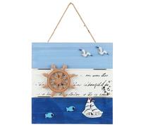 GLSTOY Panneau Suspendu en Bois Style Océan Décoration Murale Chambre Garçon et Filles Plaque Décorative Marin Carrée à Suspendre Murale Nautique pour Décor Côtier et Salon