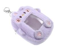 GLSTOY Porte-Monnaie Porte-clés en Peluche Petite Fille Fermeture Éclair, Pochette Transparente pour Cartes, Paquet à Main Polyvalent, Couleur Violet Ours, pour Monnaie et Écouteurs