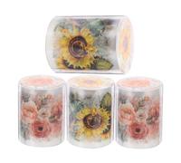 GLSTOY Ruban Adhésif Décoratif Scrapbooking 4 Pcs 2 M Motif Plantes et Fleurs Vintage Ensemble Autocollants DIY pour Loisirs Créatifs Journaux Intimes Fête