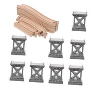 GLSTOY Set de Rails Bois avec Supports de Pont et Rails Courbes Accessoires pour Circuit de Train Bois Éducatif Sécurisé pour Garçon Fille et Tout Petits Stimulation de Imagination et Jeu