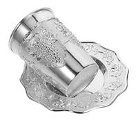 GLSTOY Set de Vaisselle Argenté en Alliage de Zinc Coupe Cérémonielle Gravée et Soucoupe, Goblet Robuste pour Rituels de Boisson Lors des Fêtes Juives Importantes
