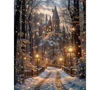 GLTEYACO 5D Diamant Peinture pour Adulte Château d'hiver DIY Art du Diamant Complet Kits Diamant Painting Kit, Débutants Maison Décoration 40x50 cm