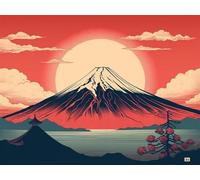GLTEYACO 5D Diamant Peinture pour Adulte Illustration du Mont Fuji DIY Art du Diamant Complet Kits Diamant Painting Kit, Débutants Maison Décoration 40x50 cm