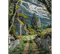 GLTEYACO 5D Diamant Peinture pour Adulte Paysage rural DIY Art du Diamant Complet Kits Diamant Painting Kit, Débutants Maison Décoration 40x50 cm