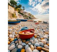 GLTEYACO 5D Diamond Painting Kit Complet Bateau de galets DIY Adultes Enfants Strass Des Broderie Diamant Mosaique Artisanat Décor À La Maison 40x50 cm