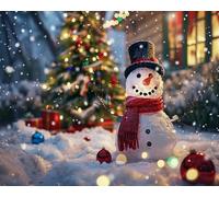 GLTEYACO 5D Diamond Painting Kit Complet Bonhomme de neige DIY Adultes Enfants Strass Des Broderie Diamant Mosaique Artisanat Décor À La Maison 40x50 cm