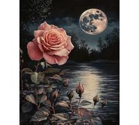 GLTEYACO 5D Diamond Painting Kit Complet Fleur de lune DIY Adultes Enfants Strass Des Broderie Diamant Mosaique Artisanat Décor À La Maison 40x50 cm