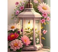 GLTEYACO 5D Diamond Painting Kit Complet lanterne fleurie DIY Adultes Enfants Strass Des Broderie Diamant Mosaique Artisanat Décor À La Maison 40x50 cm