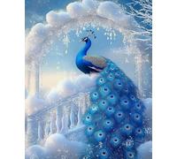 GLTEYACO 5D Diamond Painting Kit Complet Paon enneigé DIY Adultes Enfants Strass Des Broderie Diamant Mosaique Artisanat Décor À La Maison 40x50 cm