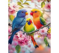 GLTEYACO 5D Diamond Painting Kit Complet Perroquet et fleurs DIY Adultes Enfants Strass Des Broderie Diamant Mosaique Artisanat Décor À La Maison 40x50 cm